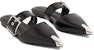 (W) Alexander McQueen Kulit Anak Lembu Buckle Mule 'Punk Hitam' 733188WHSWD1081