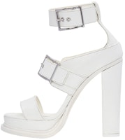 (Women) Alexander McQueen Calfskin Chunky-Heel Buckle Sandals 'White' 734985WHSWD9359 (Women) Alexander McQueen Calfskin Chunky-Heel Buckle Sandals 'White' 734985WHSWD9359