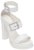 (W) Alexander McQueen Sandal Kulit Anak Lembu Bertumit Tebal Berikat 'Putih' 734985WHSWD9359