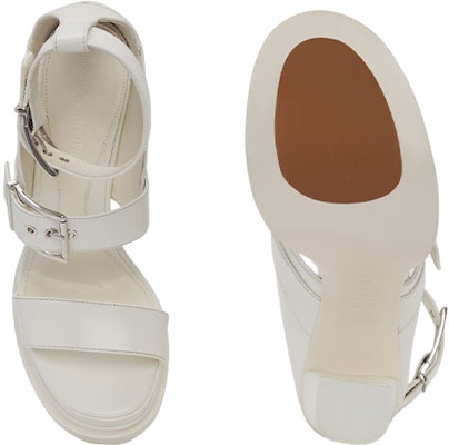 (Women) Alexander McQueen Calfskin Chunky-Heel Buckle Sandals 'White' 734985WHSWD9359 Shop (Women) Alexander McQueen Calfskin Chunky-Heel Buckle Sandals 'White' 734985WHSWD9359