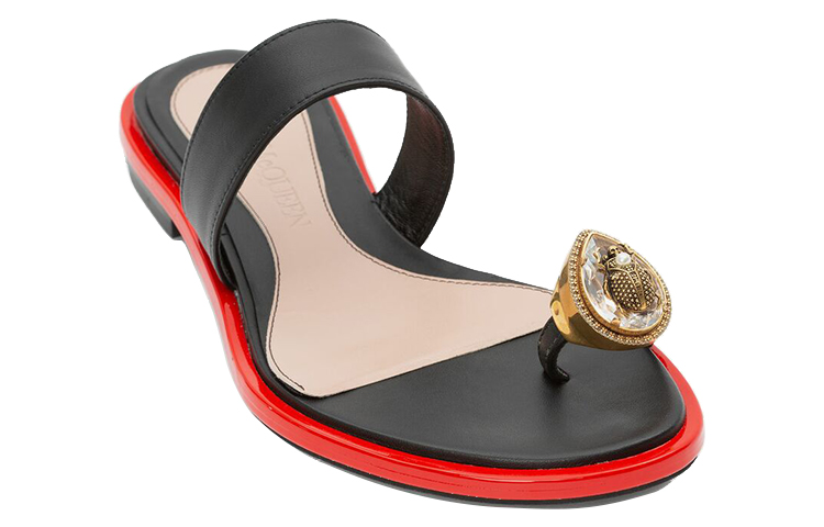 Lookbook (W) Pantoufle Alexander McQueen en Cuir et Cristaux ''Noir''. 611727WHXN21088