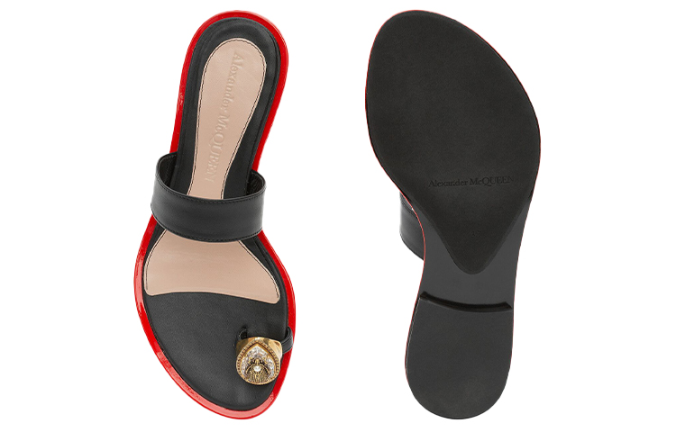 Purchase (W) Pantoufle Alexander McQueen en Cuir et Cristaux ''Noir''. 611727WHXN21088