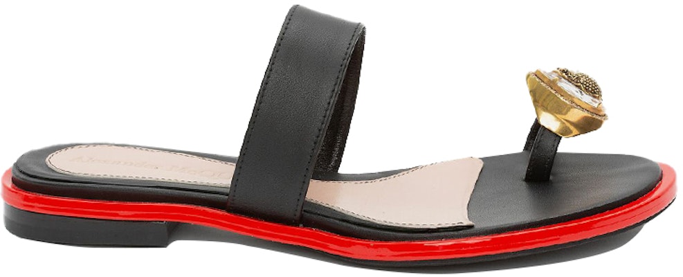 (Women) Alexander McQueen Calfskin Crystal-Embellished Slipper 'Black' 611727WHXN21088 Order (Women) Alexander McQueen Calfskin Crystal-Embellished Slipper 'Black' 611727WHXN21088