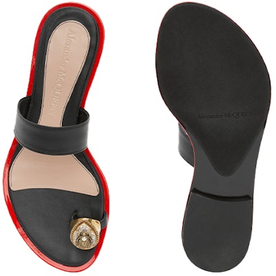 (Women) Alexander McQueen Calfskin Crystal-Embellished Slipper 'Black' 611727WHXN21088 Purchase (Women) Alexander McQueen Calfskin Crystal-Embellished Slipper 'Black' 611727WHXN21088