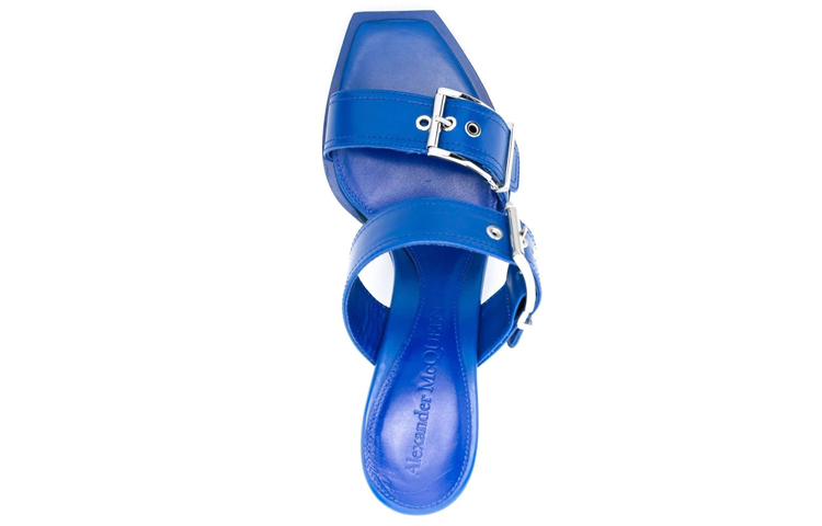 Shop (W) Alexander McQueen Sandal Fesyen Kulit Anak Lembu 'Indigo' 709991WHSWD4394
