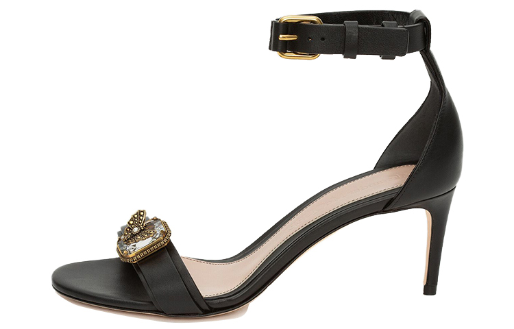 (Women) Alexander McQueen Calfskin High Heel with Crystal Embellishment 'Black' 611731WHXN21088