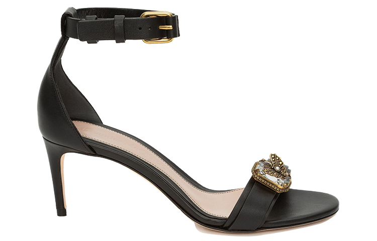 Order (W) Alexander McQueen Damen High Heel aus Kalbsleder mit Kristallen ''Schwarz'' 611731WHXN21088