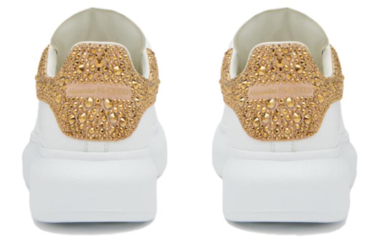 Shop (W) 알렉산더 맥퀸 화이트 가죽 로우탑 스니커즈 718243WIEED9075