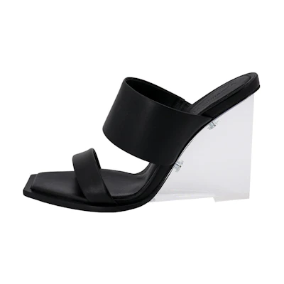 (W) Alexander McQueen Calfskin Slide High Heel Sandals 'Black'
