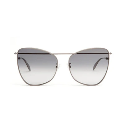 (Women) Alexander McQueen Cat Eye Sunglasses Gold Frame Gray Lens AM0228S