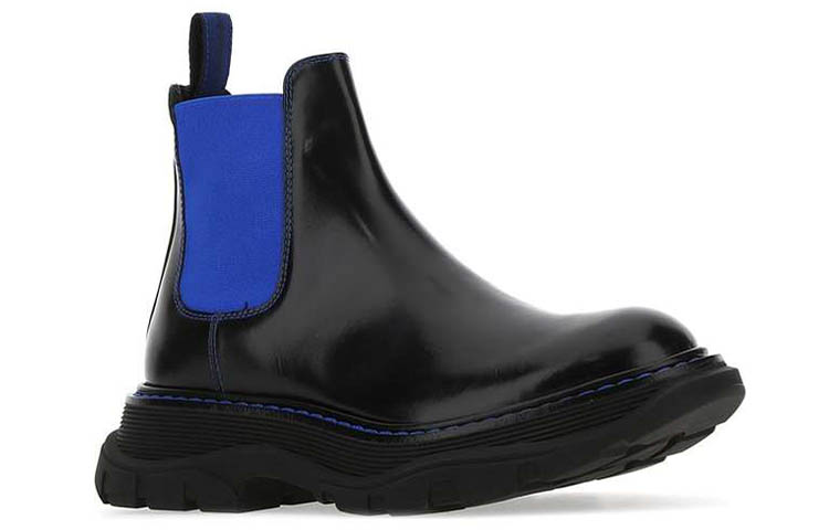 Lookbook (W) Alexander McQueen Chelsea Boot 'Hitam Biru Colorblock' 641837WHZ8H1338