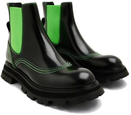 (Women) Alexander McQueen Chelsea Boot 'Fashion Slip-On Black Green' 708059WIC6E1594 Shop (Women) Alexander McQueen Chelsea Boot 'Fashion Slip-On Black Green' 708059WIC6E1594