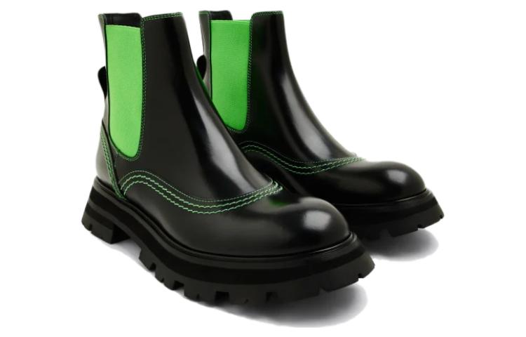 Shop (W) Alexander McQueen Chelsea Boot 'Slip-On Fashion Hitam Hijau' 708059WIC6E1594