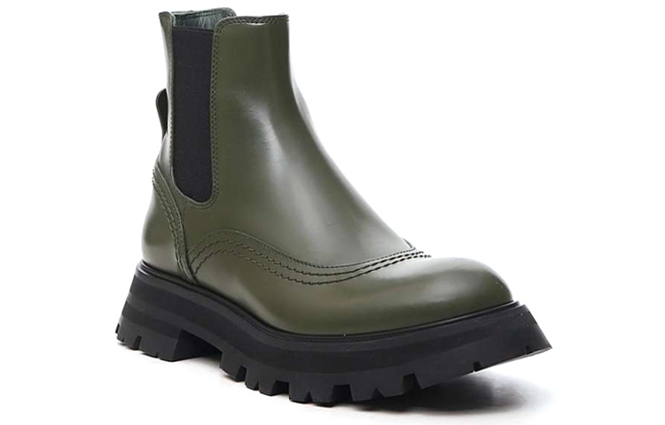 Shop (W) Alexander McQueen Chelsea Boot 'Hijau Zaitun' 666367WHZ843241
