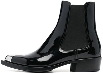 (W) Alexander McQueen Chelsea Boot 'Punk Patent Hitam' 718854WIA3G1081 Buy (W) Alexander McQueen Chelsea Boot 'Punk Patent Hitam' 718854WIA3G1081