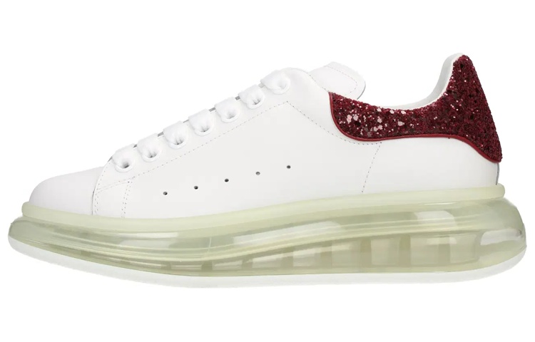 (Women) Alexander McQueen Clear Sole Oversized Sneaker 'White Burgundy Sequins' 621718WHZ429726