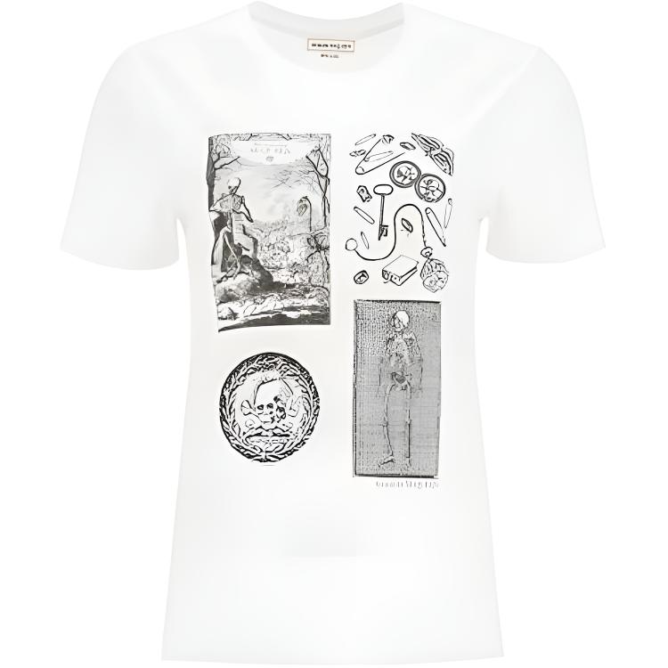 (Women) Alexander McQueen Cotton Skull Print Short Sleeve T-Shirt. 651373-QZACK-0900