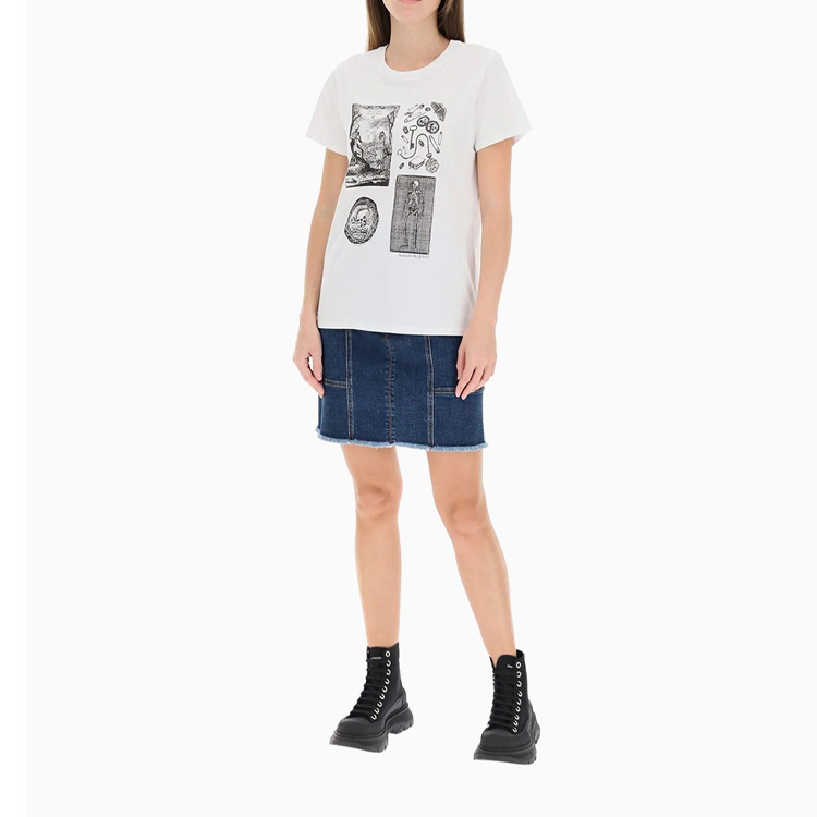 (Women) Alexander McQueen Cotton Skull Print Short Sleeve T-Shirt. 651373-QZACK-0900 圖 3