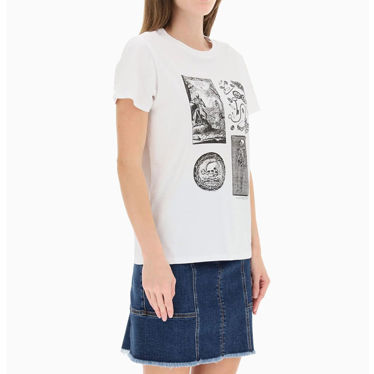 (Women) Alexander McQueen Cotton Skull Print Short Sleeve T-Shirt. 651373-QZACK-0900 圖 4