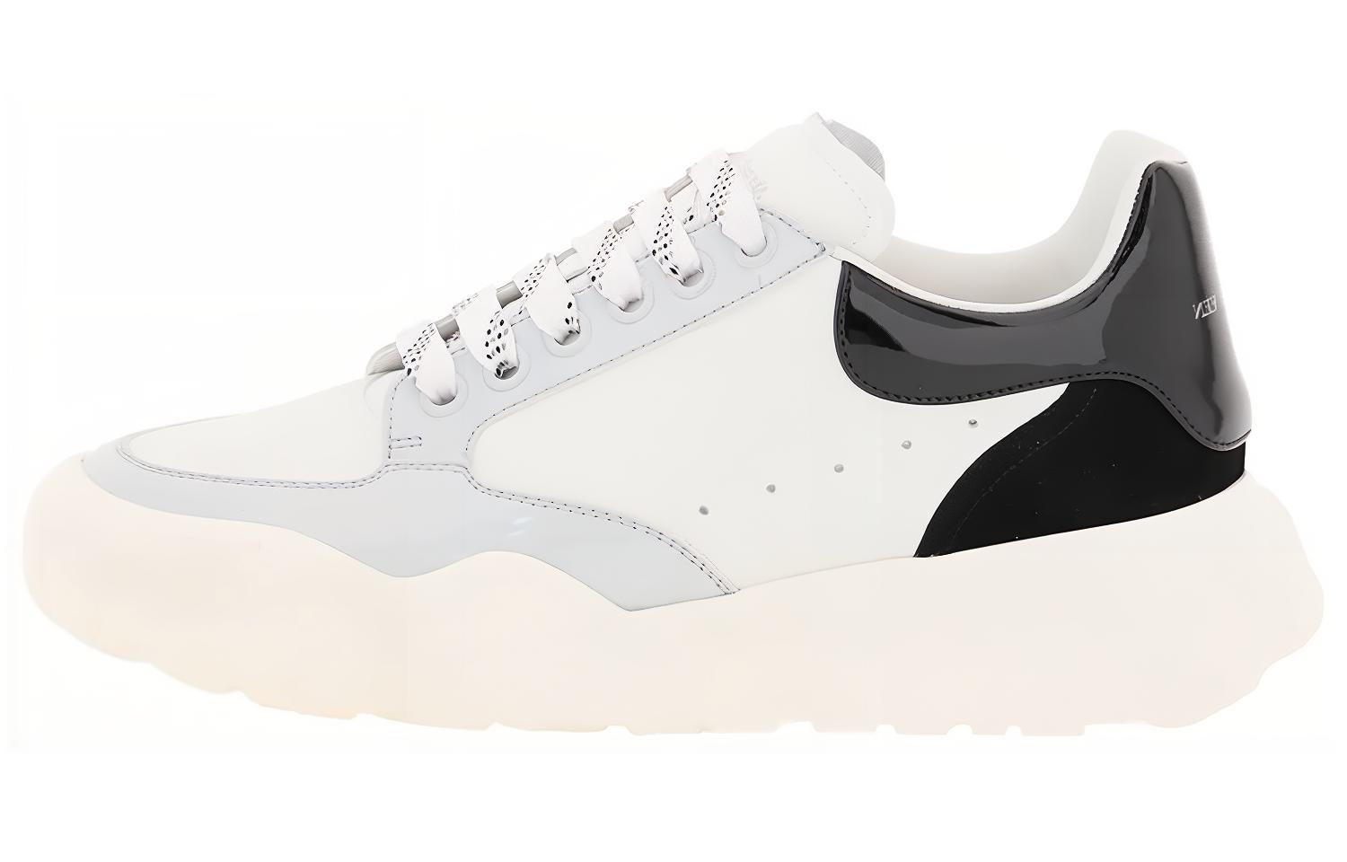 (Women) Alexander McQueen Court Leather Sneakers 'White Black Grey' 708077WICDB8979
