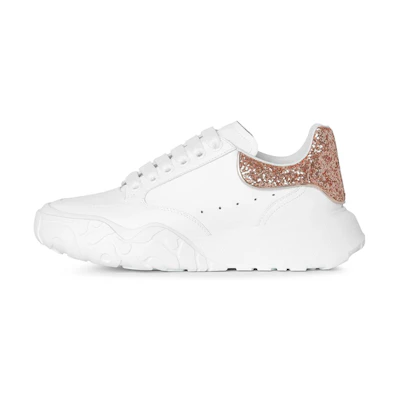 (W) Alexander McQueen Court Trainer 'White Rose Glitter'