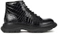 (W) Alexander McQueen Kasut Boot Efek Buaya Hibrid 'Hitam' 633905WHYQ11000