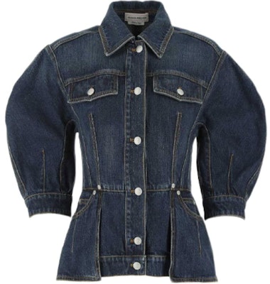 (W) アレキサンダー マックイーン クロップド ブレザー ブルー ボタンポケット付きラペル仕様 666720QMABD4098 Buy (W) アレキサンダー マックイーン クロップド ブレザー ブルー ボタンポケット付きラペル仕様 666720QMABD4098