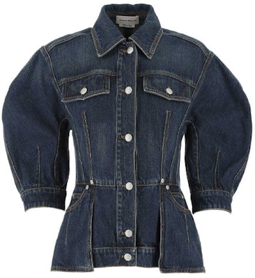 (W) アレキサンダー マックイーン クロップド ブレザー ブルー ボタンポケット付きラペル仕様 666720QMABD4098 Order (W) アレキサンダー マックイーン クロップド ブレザー ブルー ボタンポケット付きラペル仕様 666720QMABD4098