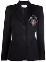(Women) Alexander McQueen Crystal Heart Button Blazer - Black 667502-QJACH-1000 (Women) Alexander McQueen Crystal Heart Button Blazer - Black 667502-QJACH-1000