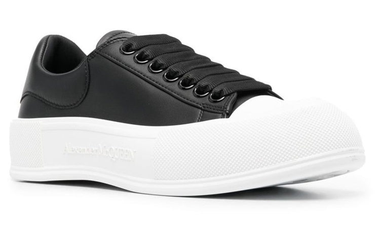 Order (W) Alexander McQueen Deck Kasut Plimsoll 'Hitam Putih' 697121-WIAB6-1070