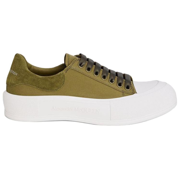 Order (W) Alexander McQueen Deck Lace-Up Plimsoll 'Khaki' Sepatu Pria Hijau Coklat 654593-W4PQ1-3227