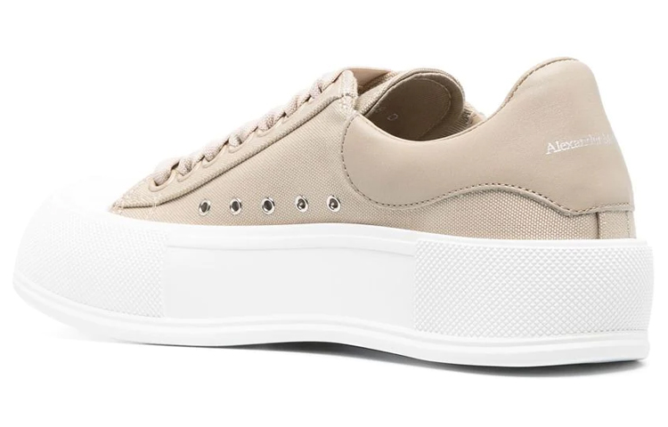 Lookbook 亞歷山大·麥昆 Alexander McQueen Deck 帆布 低幫綁帶 時尚板鞋 女款 駝色