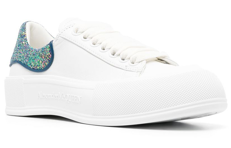 Order (W) Alexander McQueen Deck Rendah 'Putih Berkilau' 702047WICE79994