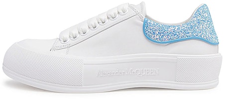 (Women) Alexander McQueen Deck Plimsoll 'White Cerulean Blue Glitter' 702047-WIABX-9761 (Women) Alexander McQueen Deck Plimsoll 'White Cerulean Blue Glitter' 702047-WIABX-9761
