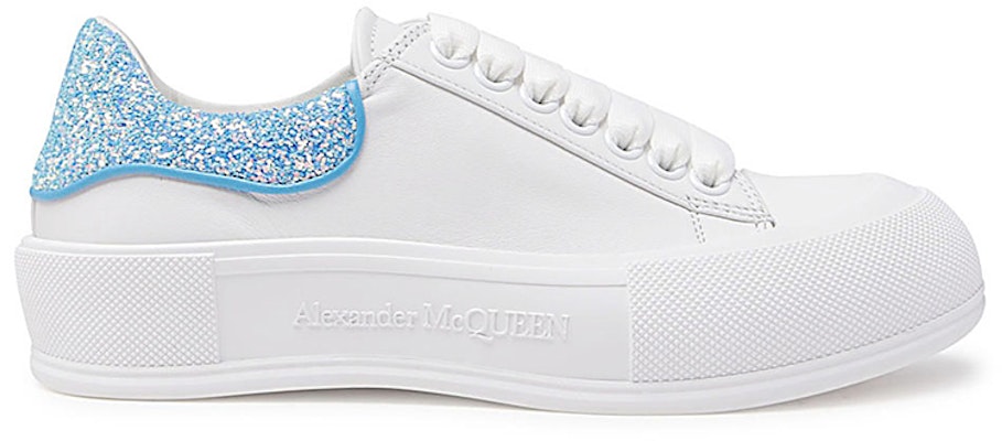 (Women) Alexander McQueen Deck Plimsoll 'White Cerulean Blue Glitter' 702047-WIABX-9761 Order (Women) Alexander McQueen Deck Plimsoll 'White Cerulean Blue Glitter' 702047-WIABX-9761