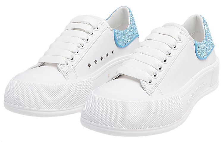 Lookbook (W) Alexander McQueen Deck Plimsoll 'Putih Biru Cerulean Glitter' 702047-WIABX-9761