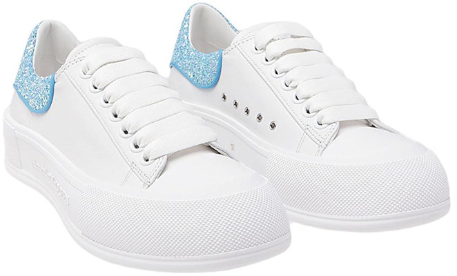 (Women) Alexander McQueen Deck Plimsoll 'White Cerulean Blue Glitter' 702047-WIABX-9761 Shop (Women) Alexander McQueen Deck Plimsoll 'White Cerulean Blue Glitter' 702047-WIABX-9761