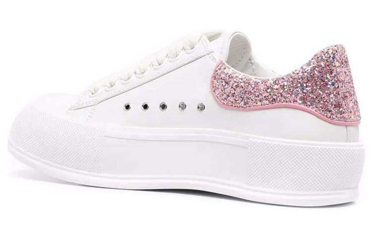 Lookbook (W) 亚历山大麦昆 白玫瑰粉色闪光 板鞋 676686-WIABJ-9477