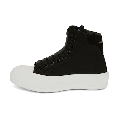 (W) Alexander McQueen Deck Plimsoll High 'Black White'