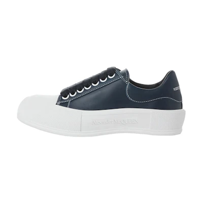 (W) Alexander McQueen Deck Plimsoll Lace-Up Leather Sneakers 'Navy'