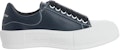(W) Alexander McQueen Deck Plimsoll Kasut Kulit Bertali 'Navy' 667245WIABK4472