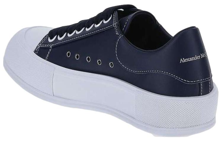 (W) Alexander McQueen Deck Plimsoll Lace-Up Leather Sneakers 'Navy' 圖 4