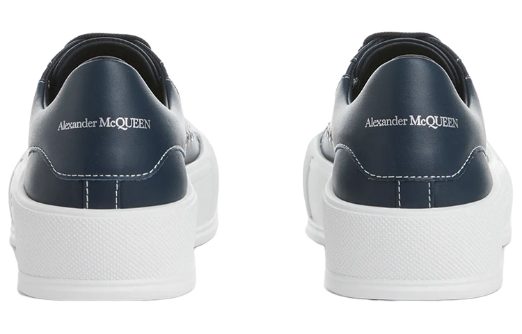 (W) Alexander McQueen Deck Plimsoll Lace-Up Leather Sneakers 'Navy' 圖 5