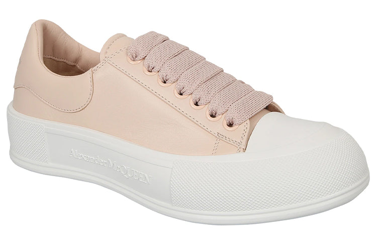 Order (W) Alexander McQueen Deck Plimsoll Lace-Up Sneakers 'Peach White' Wanita 667245WIAB66835