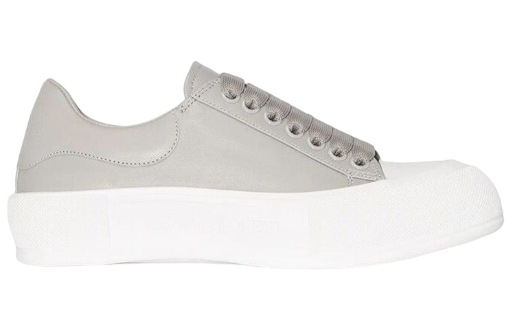 Order (W) Alexander McQueen Deck Plimsoll Lace-Up Sneakers 'Kelabu Putih' 667245WIAB61806