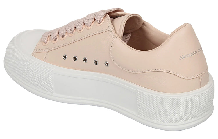 Lookbook (W) Alexander McQueen Deck Plimsoll Lace-Up Sneakers 'Peach White' Wanita 667245WIAB66835