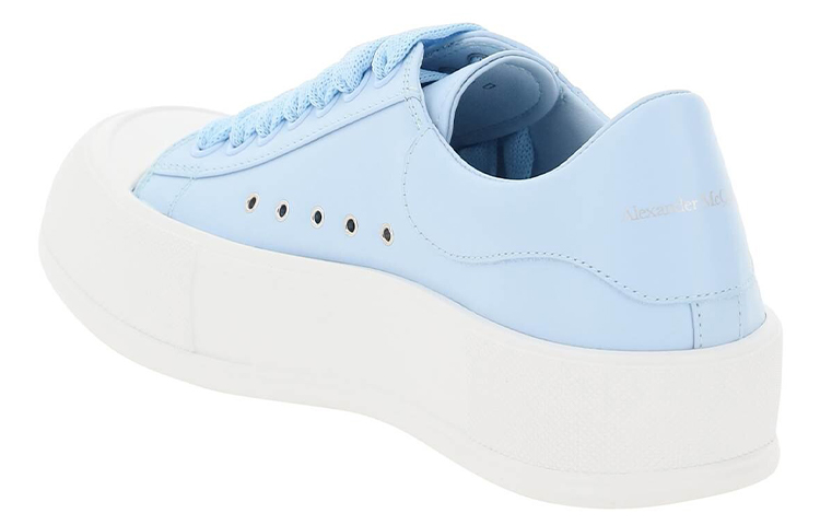 Shop (W) Alexander McQueen Deck Plimsoll Sneakers 'Biru Putih' - Tali Depan 667245WIAB64469