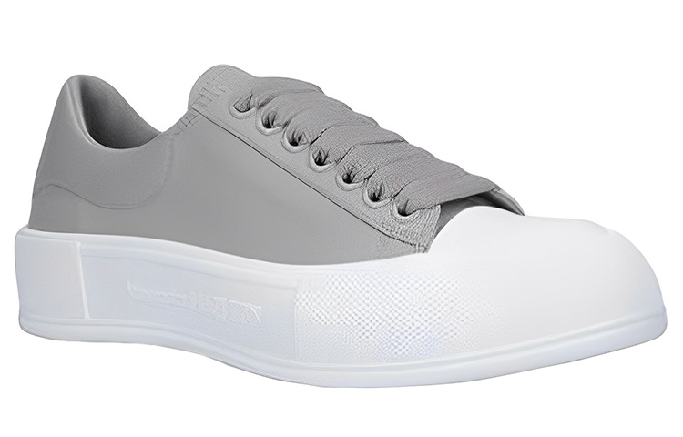 Shop (W) Alexander McQueen Deck Plimsoll Lace-Up Sneakers 'Kelabu Putih' 667245WIAB61806