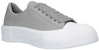 (W) Alexander McQueen Deck Plimsoll Lace-Up Sneakers 'Kelabu Putih' 667245WIAB61806