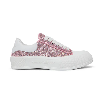 (W) Alexander McQueen Deck Plimsoll Low 'Rose Gold RF Glitter'